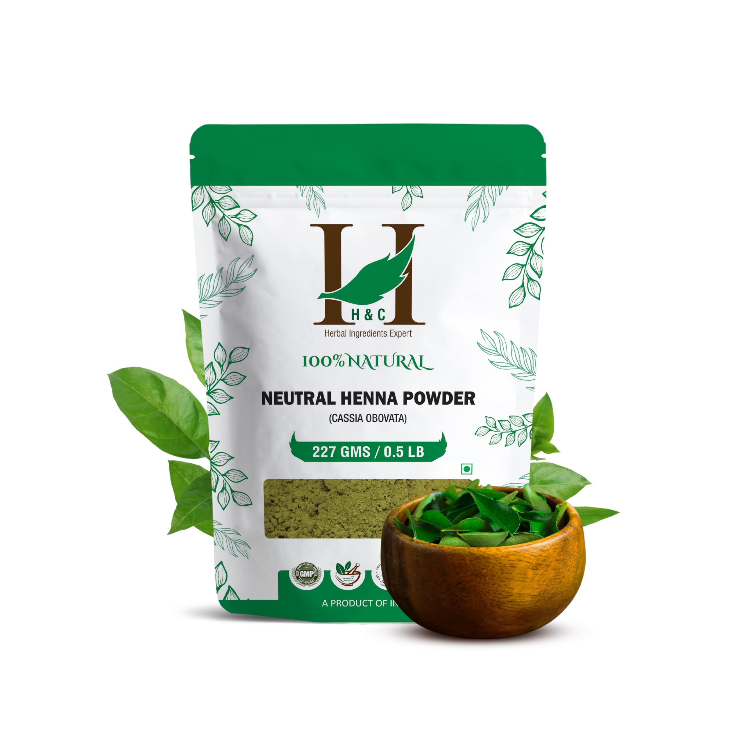 H&C cassia obovata powder packaging highlights neutral conditioning for hair