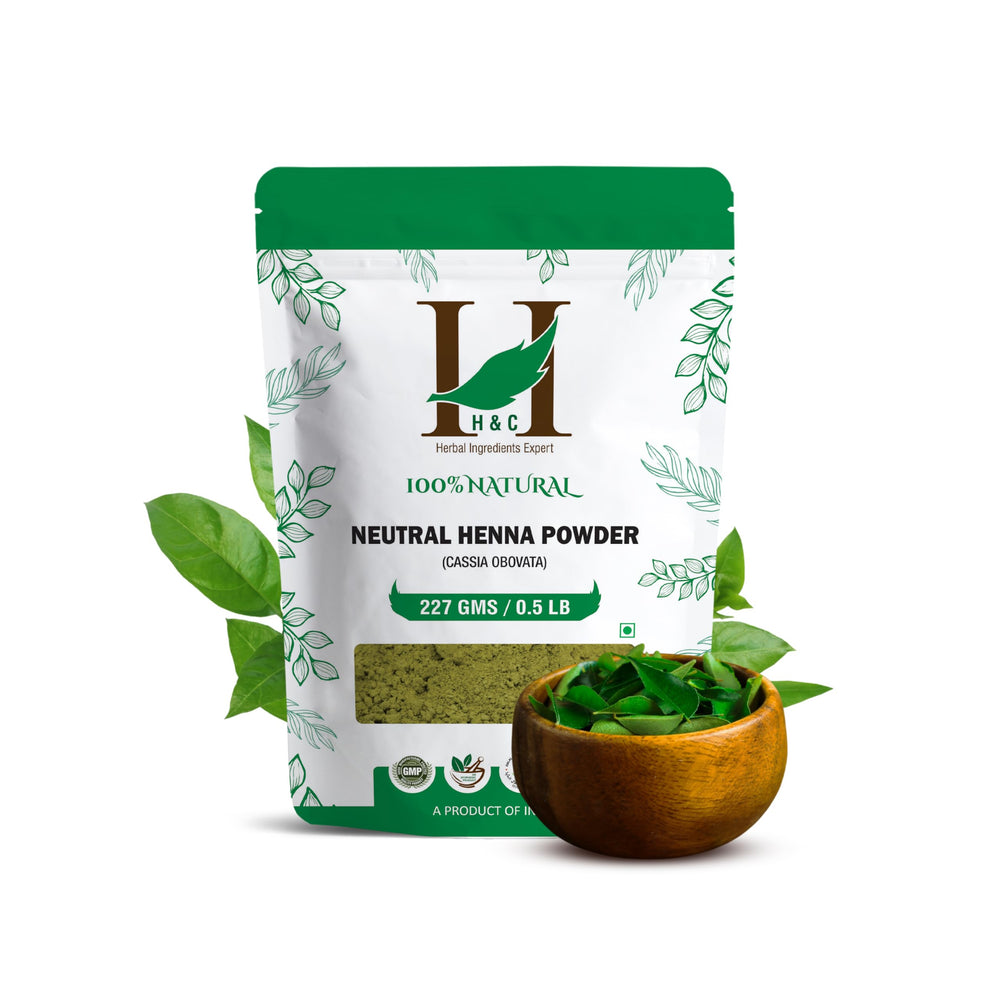 H&C cassia obovata powder packaging highlights neutral conditioning for hair