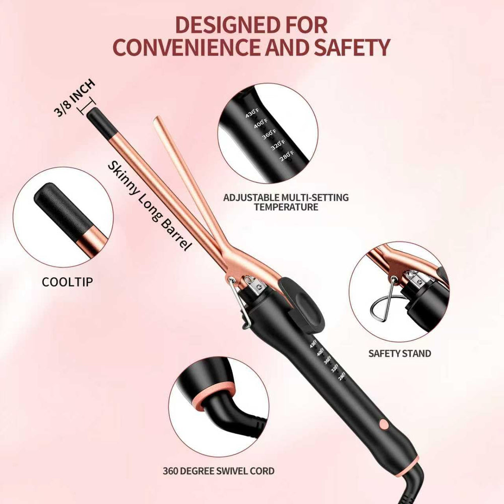 HCAH travel-friendly curling wand with dual voltage for worldwide styling