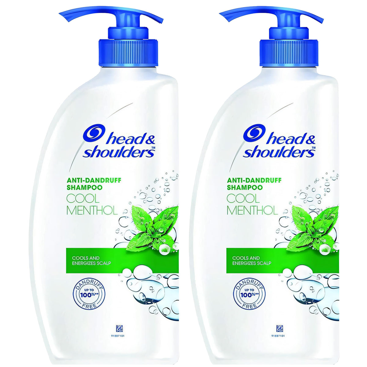 Head & Shoulders Cool Menthol twin-pack bottle ready for daily use and dandruff protection.