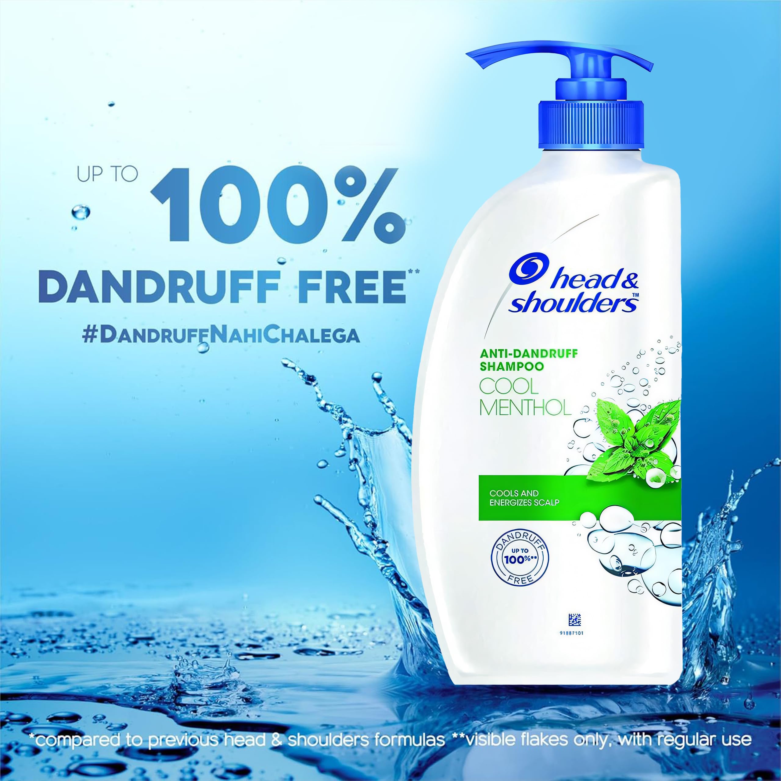 Head & Shoulders Cool Menthol close-up of shampoo on scalp for deep-cleanse.