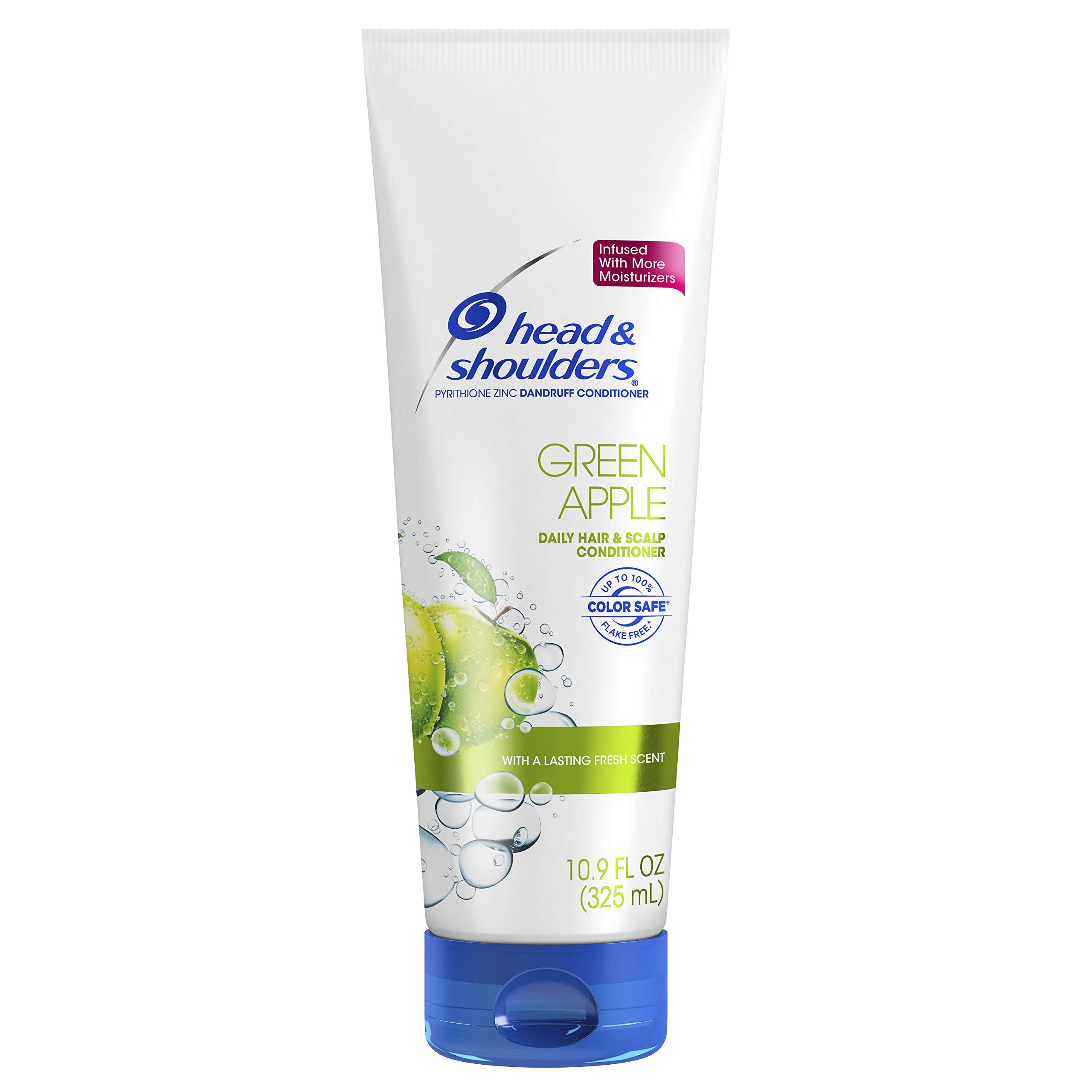Head & Shoulders Green Apple Conditioner bottle on shelf for refreshed, flake-free scalp.
