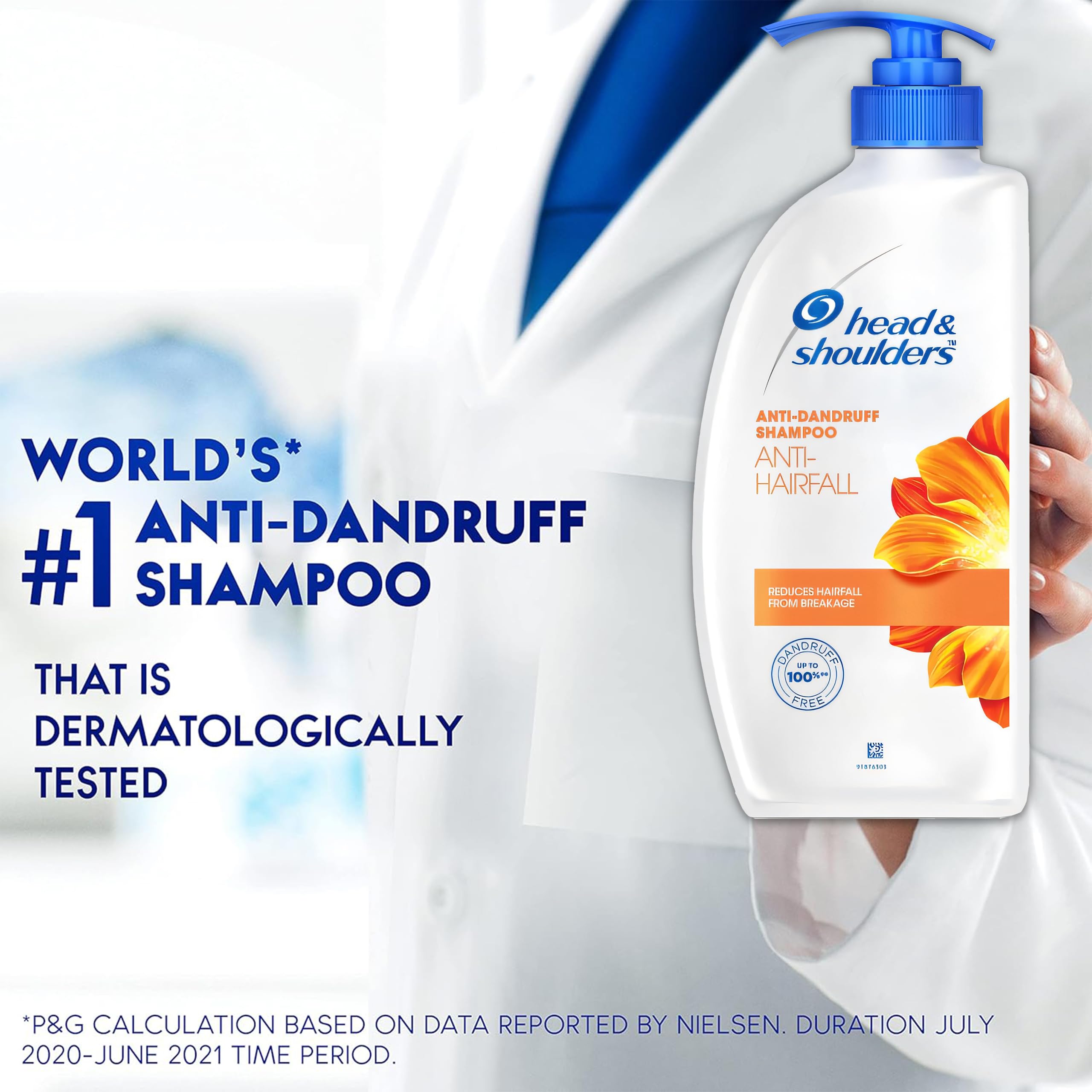 Head & Shoulders pump bottle in bathroom emphasizes convenient daily use.