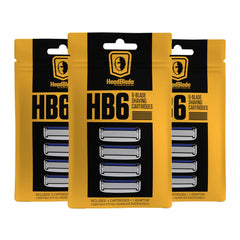HeadBlade HB6 refill blades pack front view for smooth scalp shaves