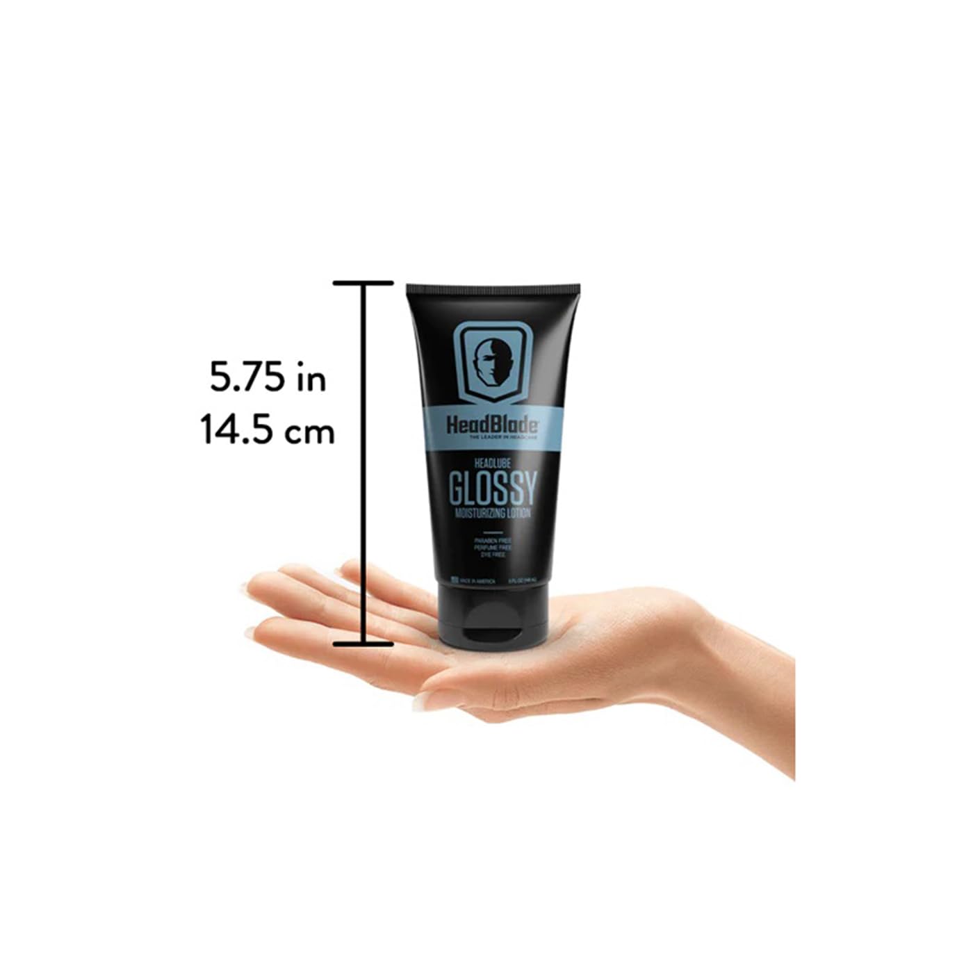 HeadBlade HeadLube Glossy close-up reveals natural shine on scalp.