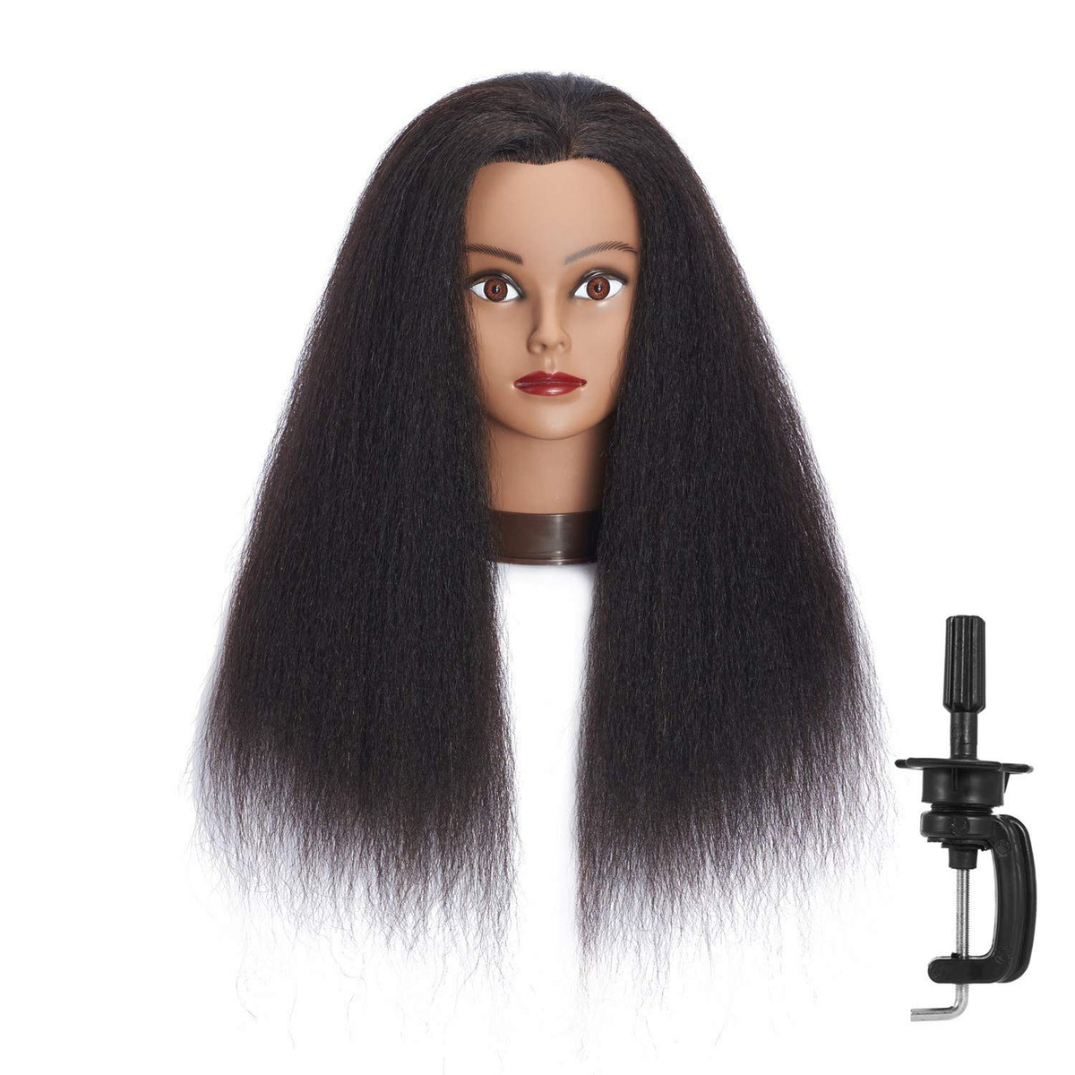 HEADFIX mannequin head with 16-inch real hair for versatile styling practice (cutting, curling, braiding)