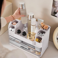 Heaime makeup organizer brush holder keeps brushes upright for easy access.