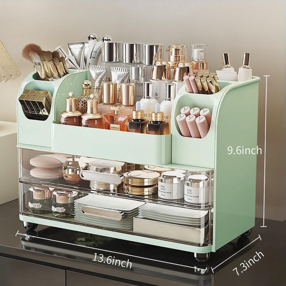 Heaime makeup organizer large drawers store masks and small items neatly.
