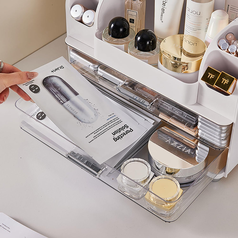 Heaime makeup organizer lipstick compartments help keep shades organized and easy to find.