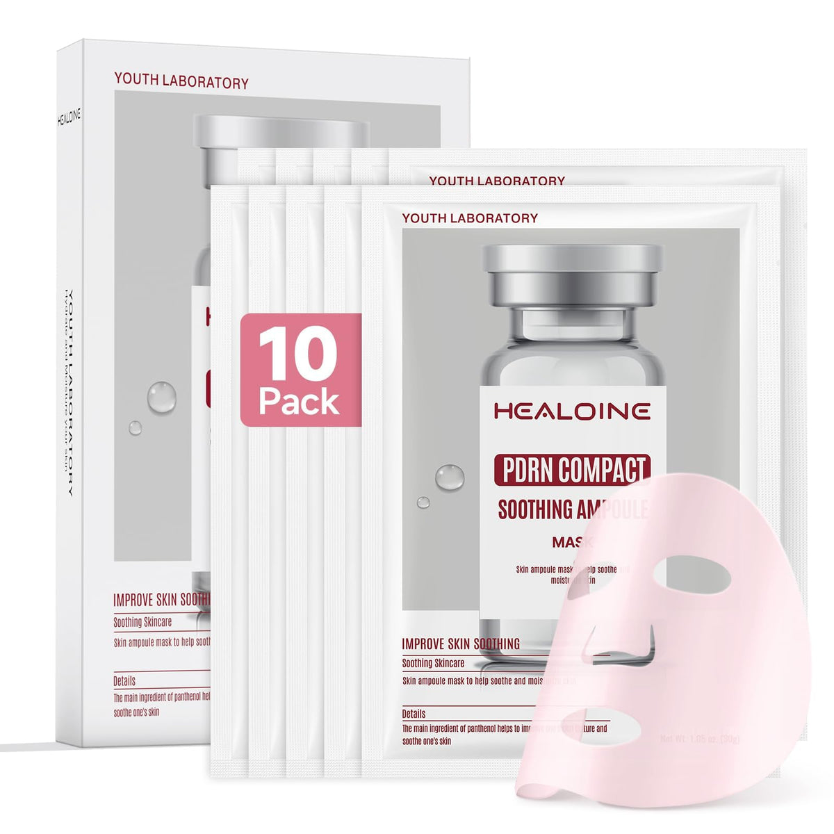 HEALOINE Salmon DNA PDRN Pink Deep Collagen Mask package view for overnight hydration.