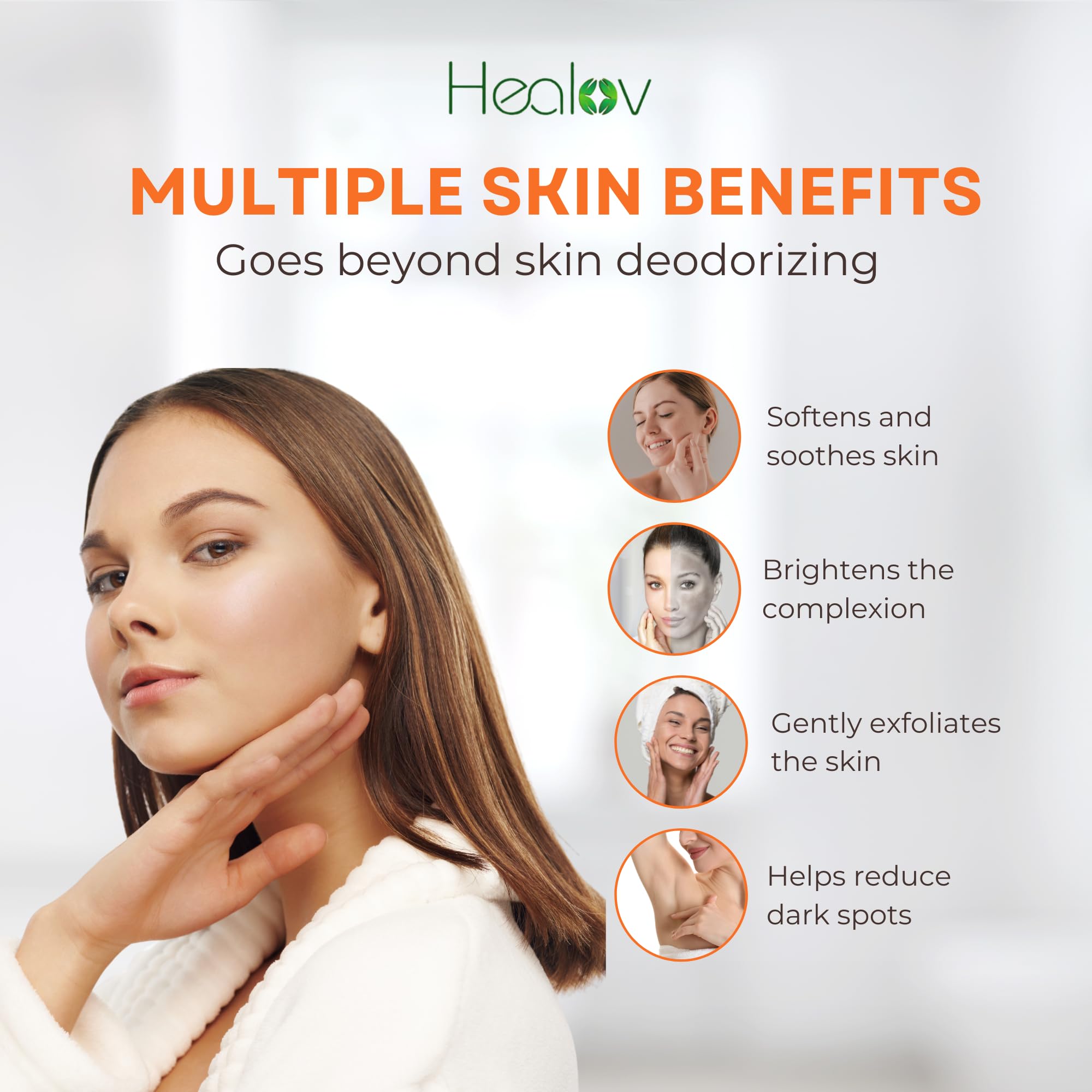 Healov Persimmon Soap Bar ingredients close-up featuring persimmon extract and gentle skin-brightening benefits