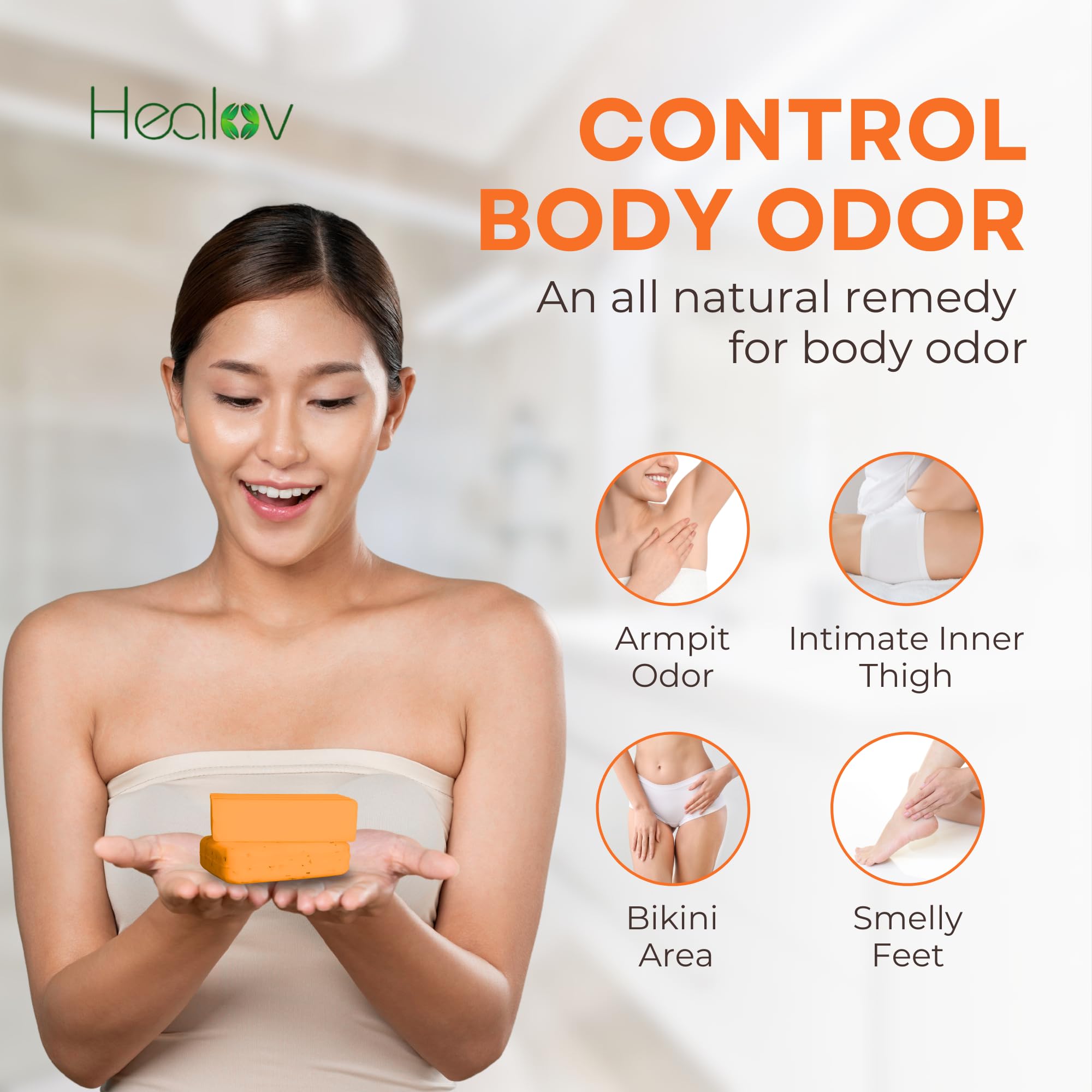 Healov Persimmon Soap Bar rich lather in action for refreshing shower and odor control