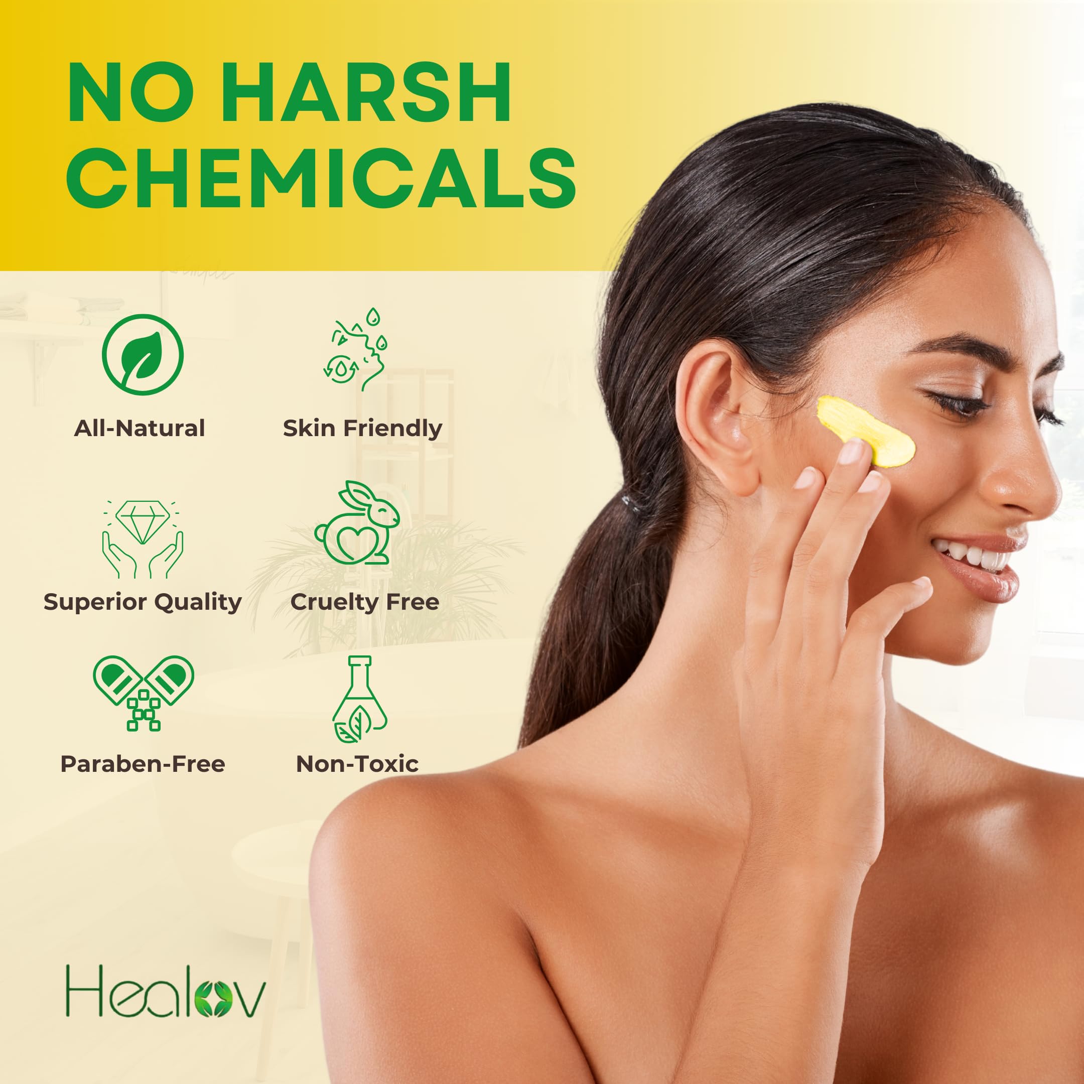 Healov sulfur mask on bathroom counter demonstrates easy weekly routine