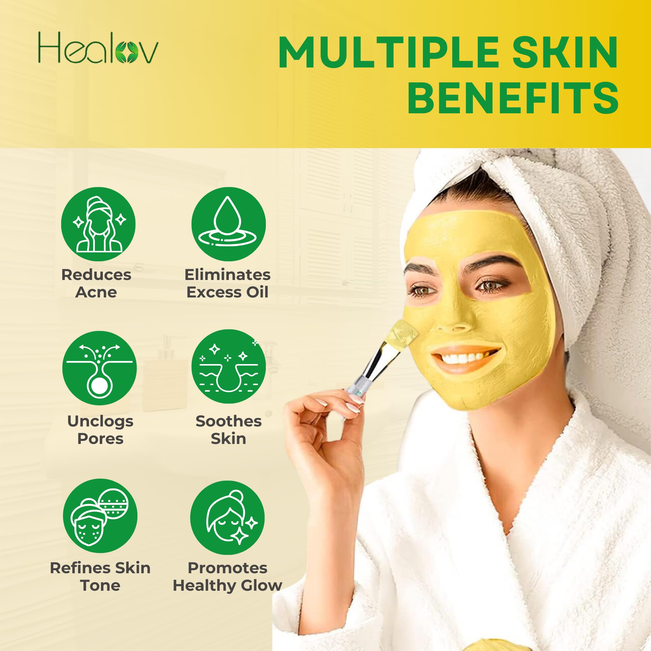 Healov sulfur mask drying stage showing gentle tightening