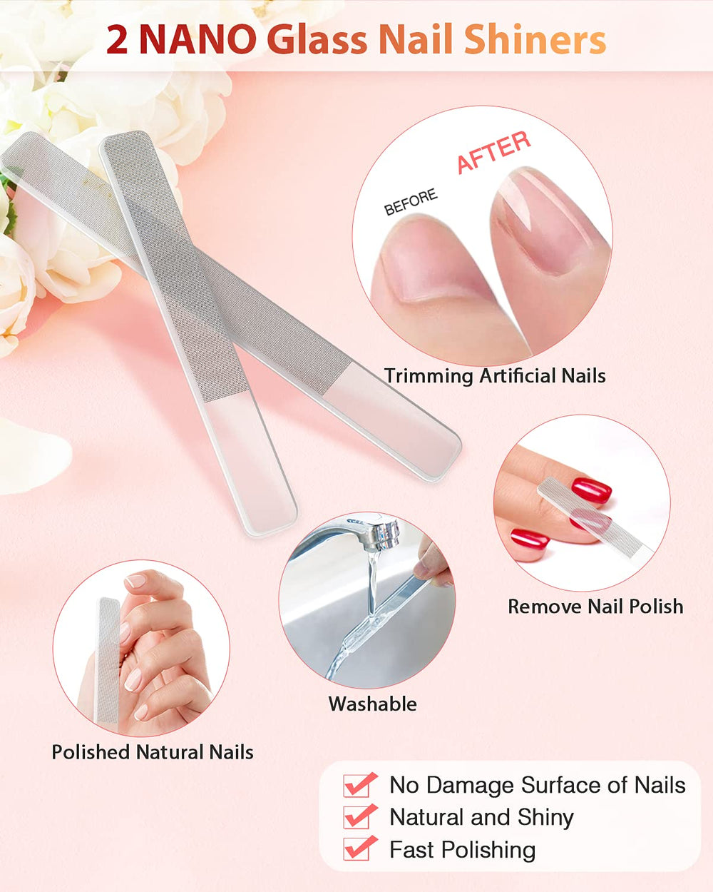 HealPure tempered-glass material close-up shows durable reusable manicure tools.