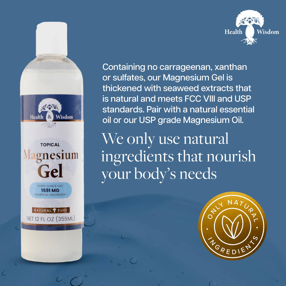 Health and Wisdom magnesium gel application on skin shows quick absorption.