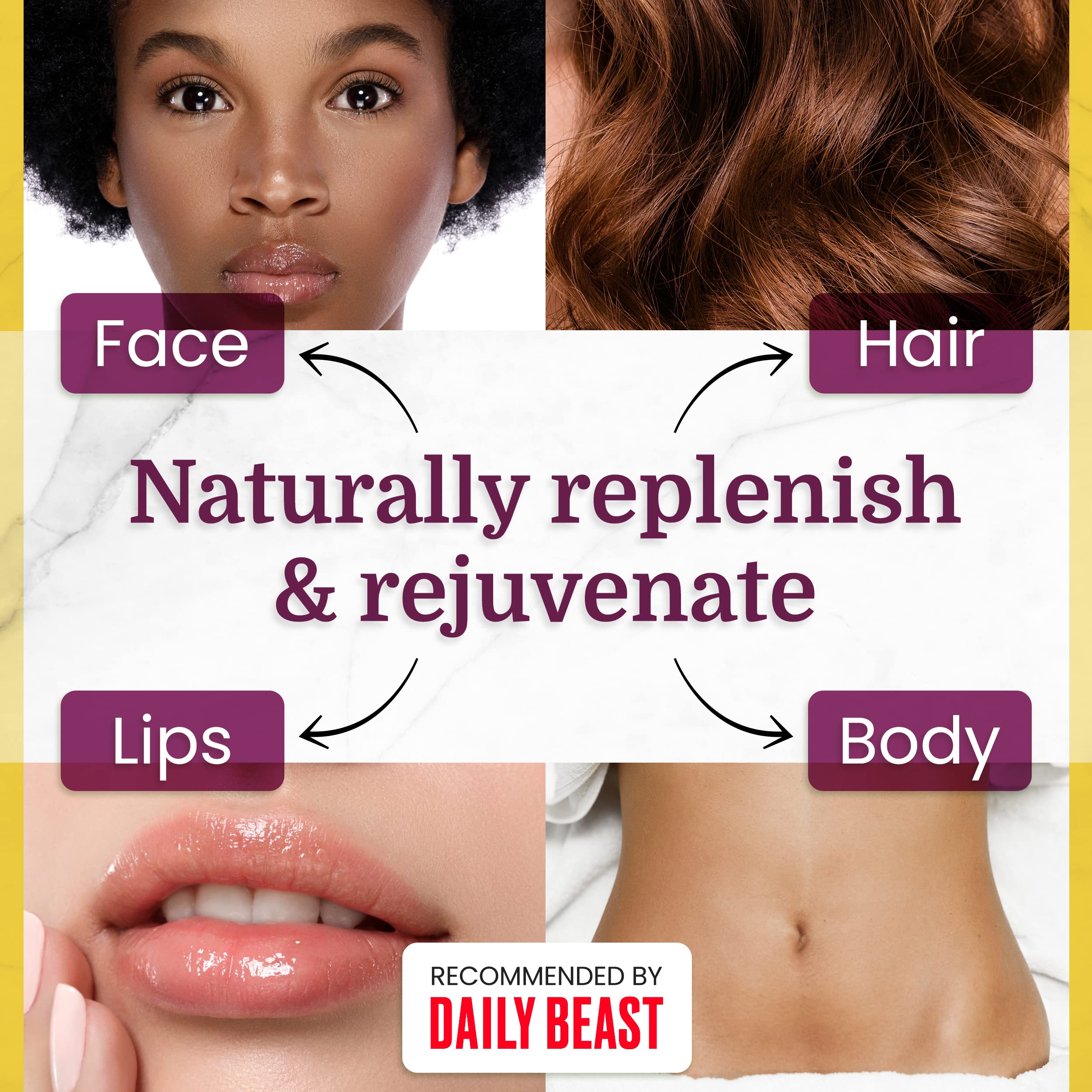 Health Priority Naturals Vitamin E Oil on face demonstrates radiant, even-toned potential.