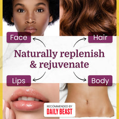 Health Priority Naturals Vitamin E Oil on face demonstrates radiant, even-toned potential.