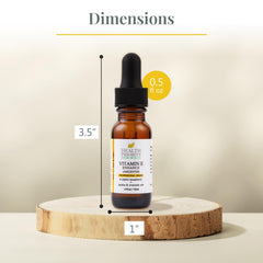 Health Priority Naturals Vitamin E oil blends with jojoba and avocado for nourishing skin and hair.