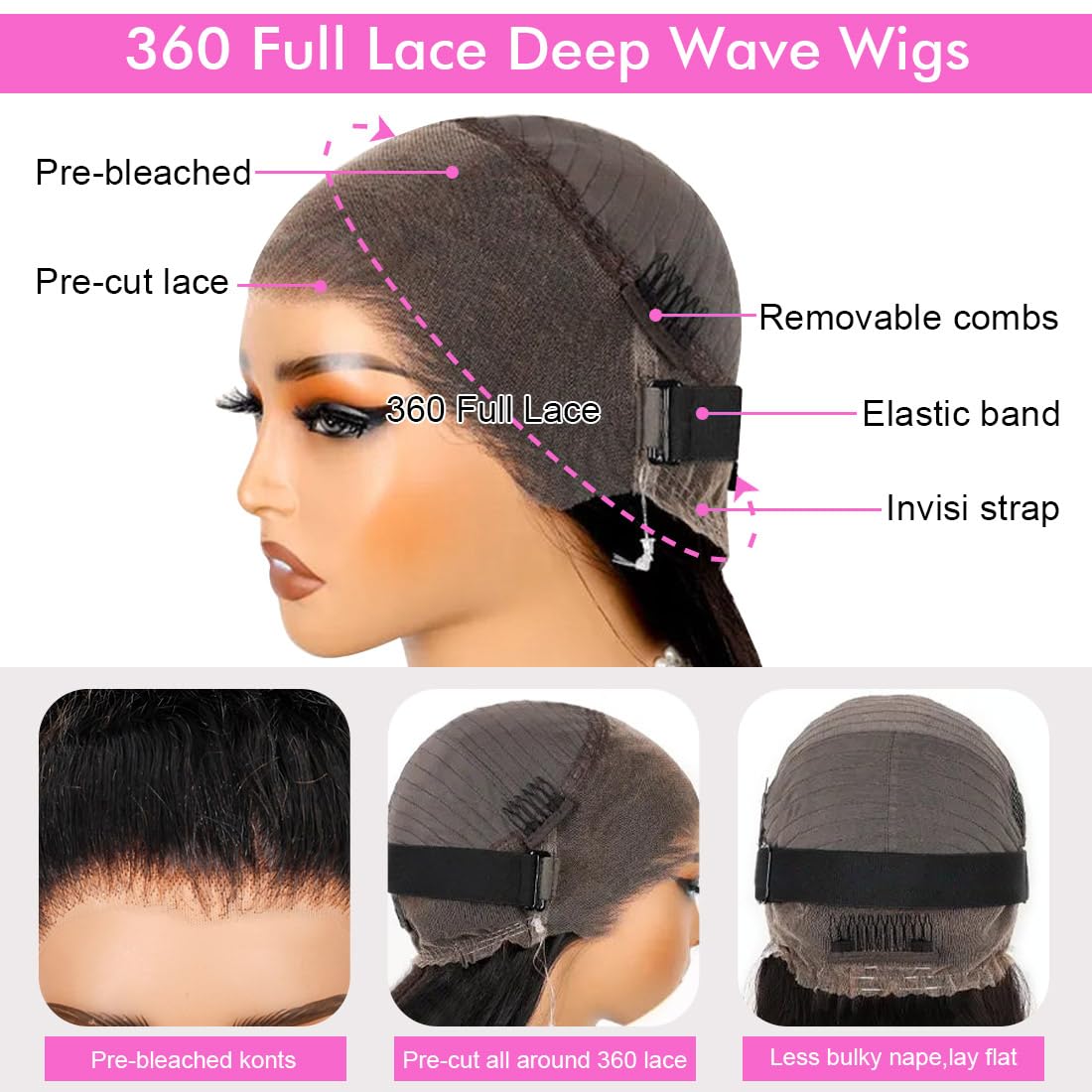 Healthair Hidden Strap 360 wig shows invisible strap for secure fit