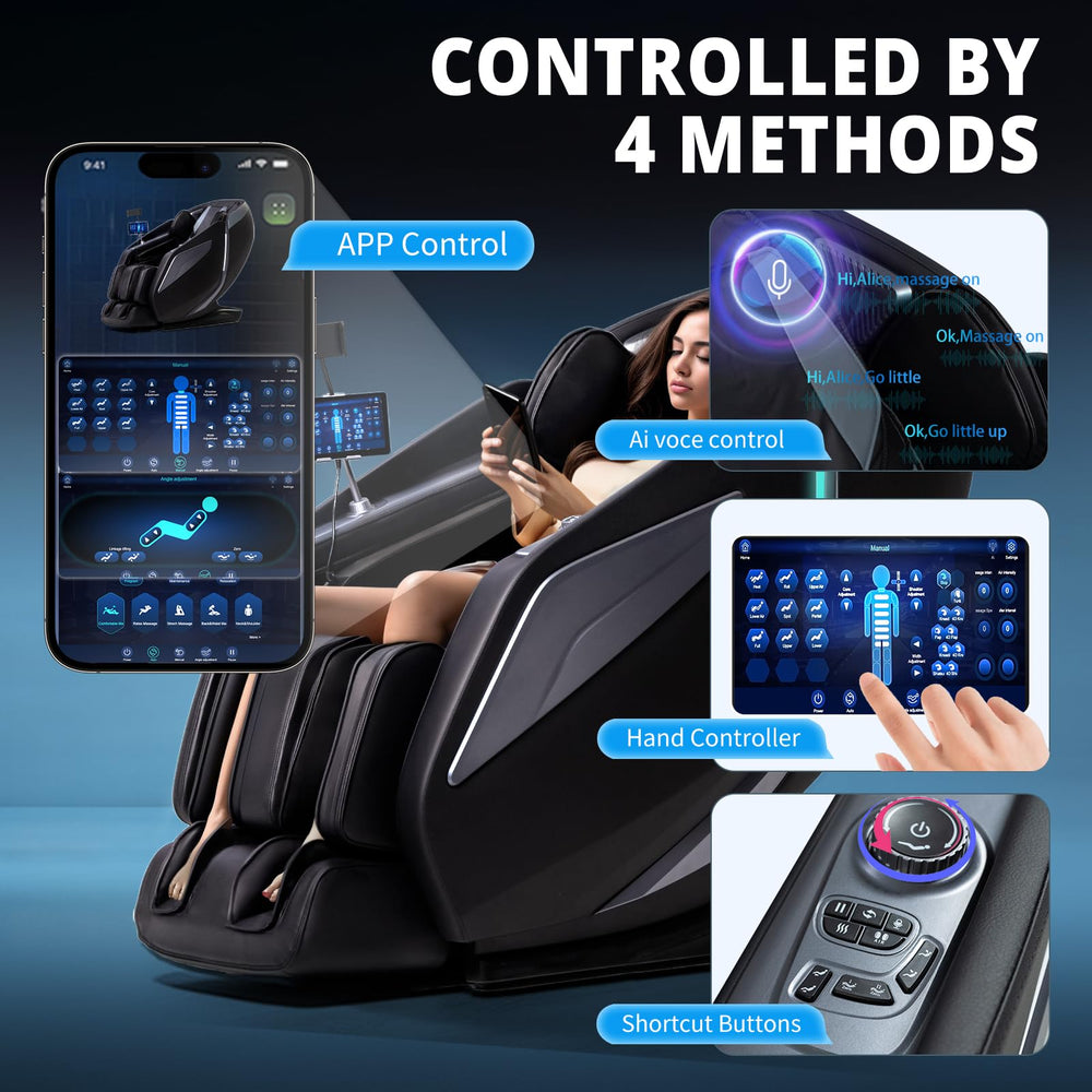 HealthRelife 4D chair control panel offers easy backrest tilt and Bluetooth audio