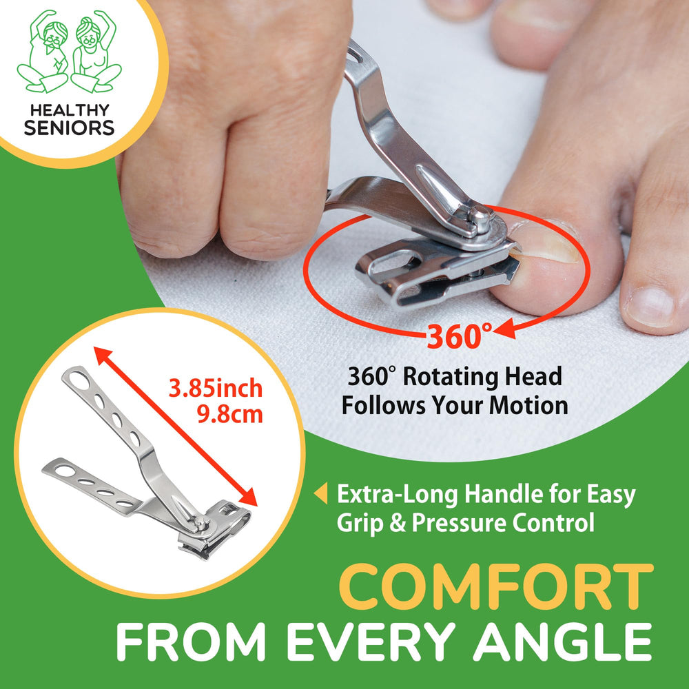 Healthy Seniors wide-jaw clipper enabling thick-nail control with less effort