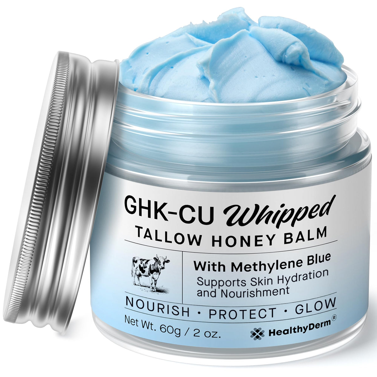 HealthyDerm Copper Peptides GHK-Cu Blue Balm – Beef Tallow Moisturizer