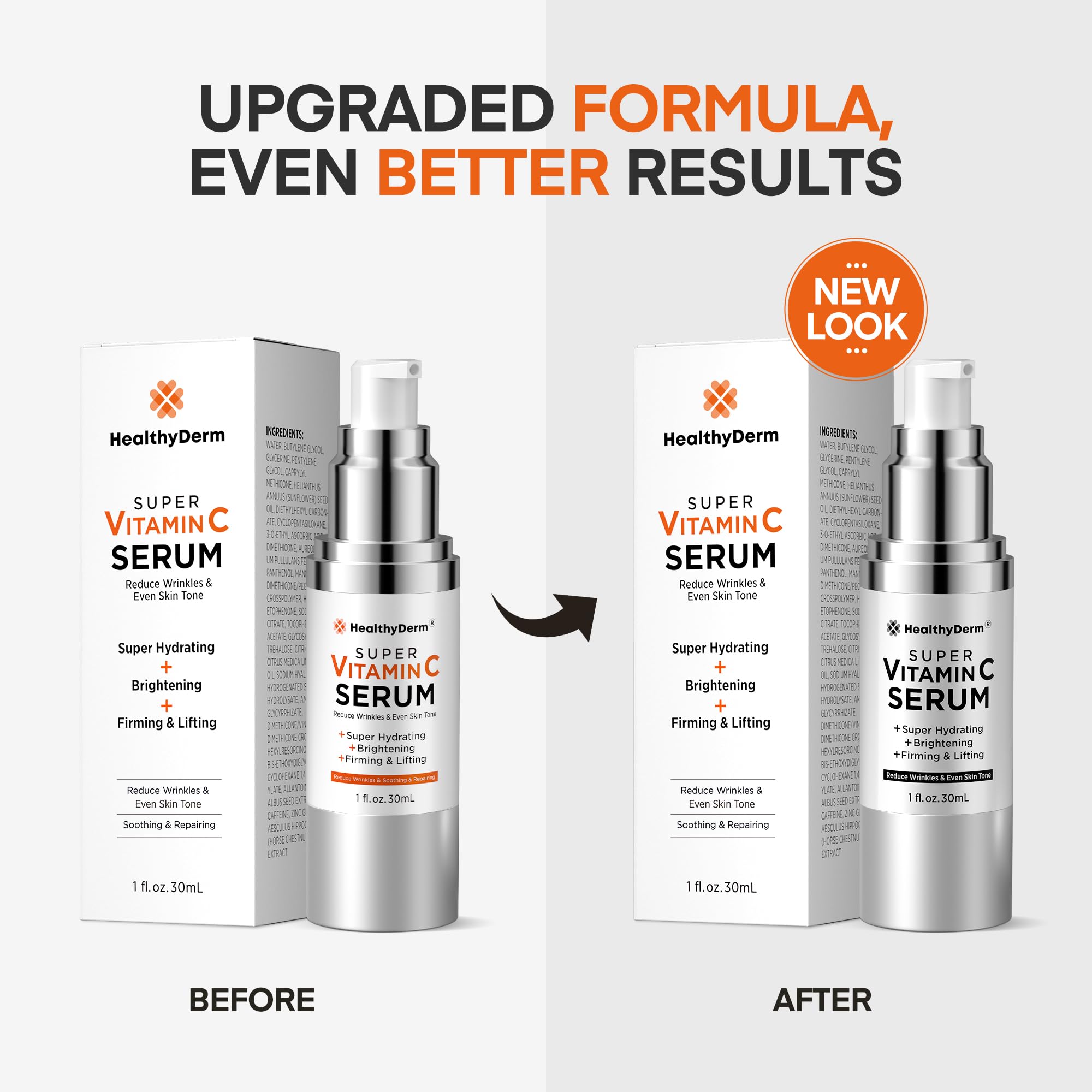 HealthyDerm peptides-firming-effect suggests a firmer-looking contour and smoother texture.