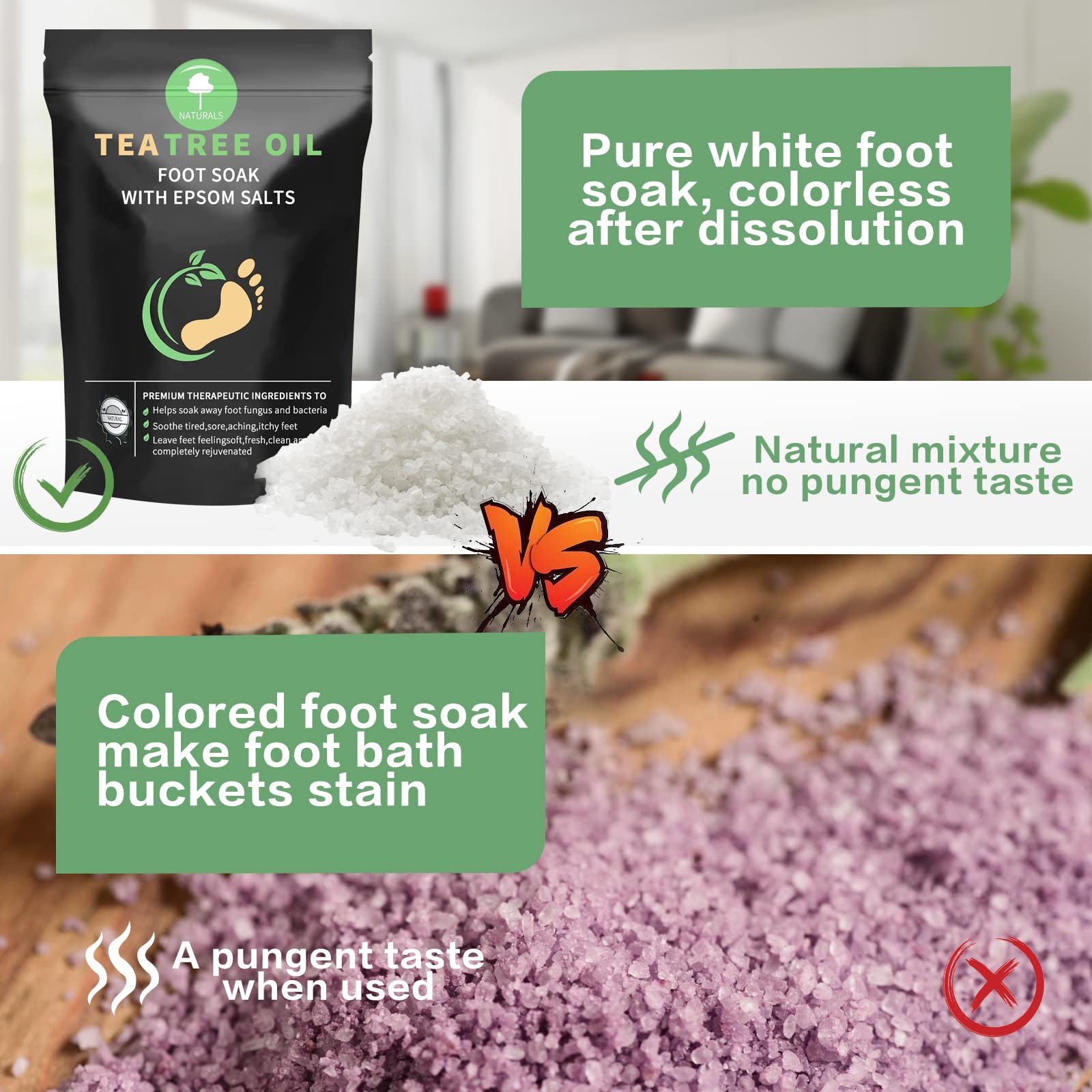 HEAMAVIN Tea Tree Foot Soak in bath water for relaxing pedicure