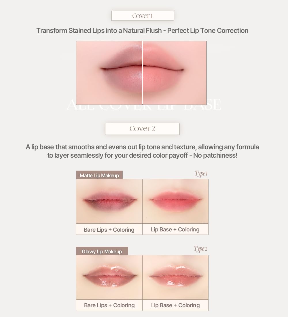Heart Percent Dote On Mood All Cover Lip Base Soft Gray on lips for even tone
