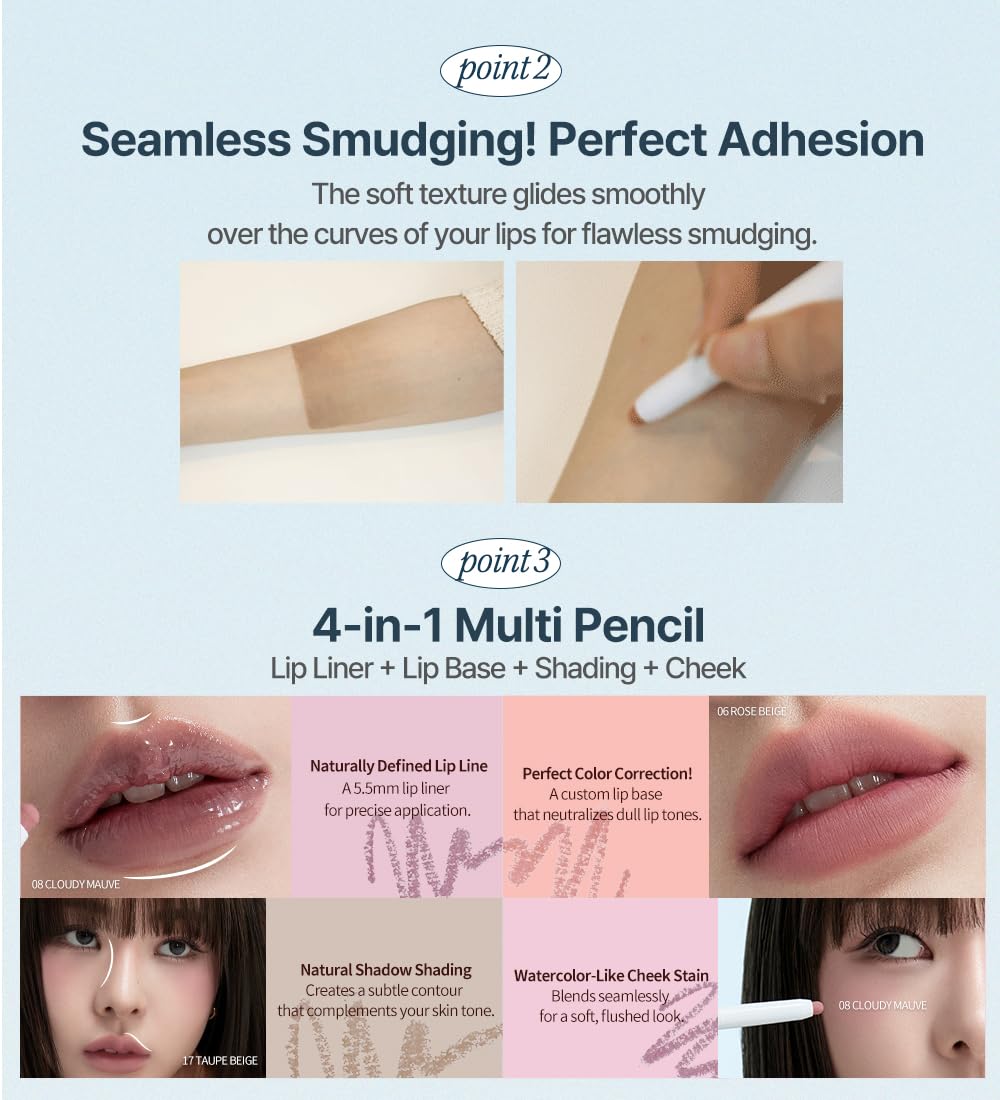 Heart Percent Dote On Mood Lip Pencil cool mauve tone on lips.
