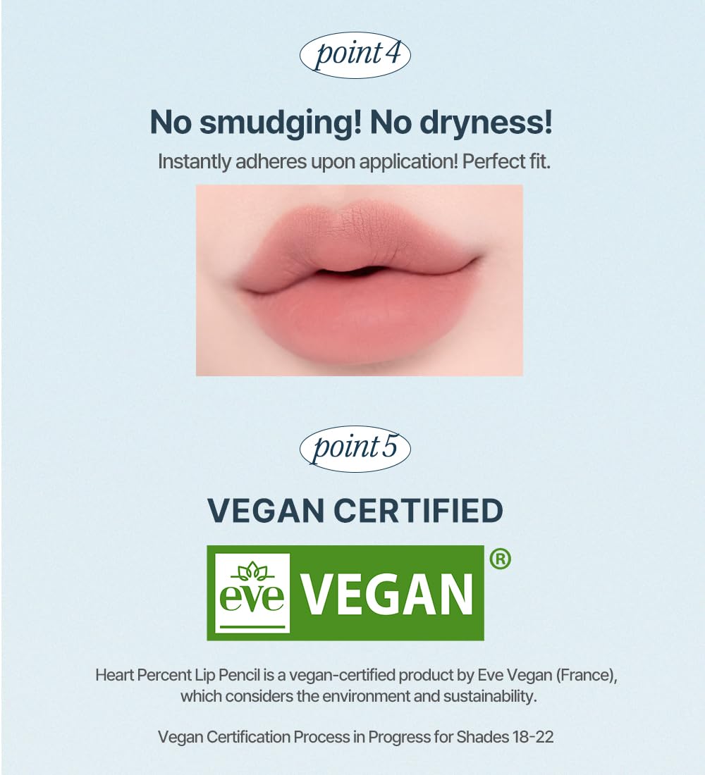 Heart Percent Dote On Mood Lip Pencil cruelty-free packaging signals ethical beauty.