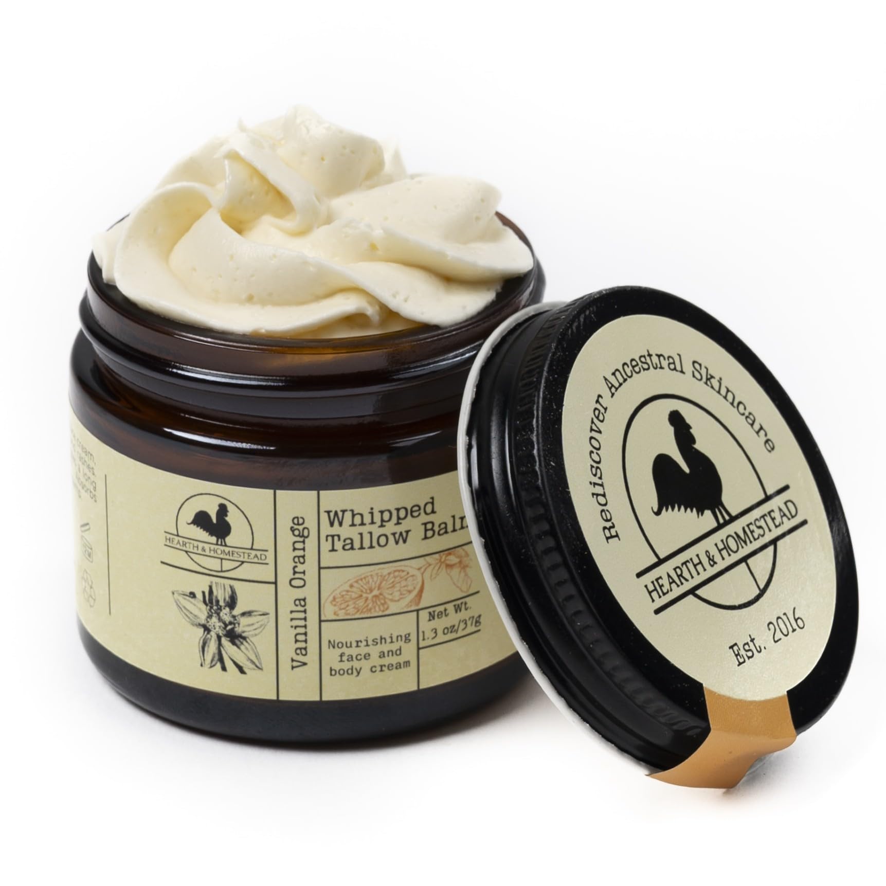 Hearth and Homestead balm applied to elbow for dry skin comfort.