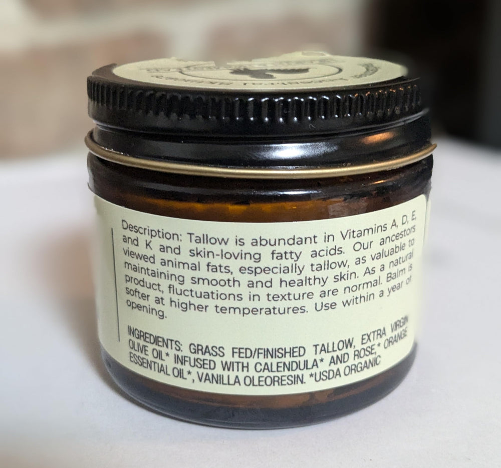 Hearth and Homestead 1-3oz vanilla-orange balm jar ready for on-the-go routine.