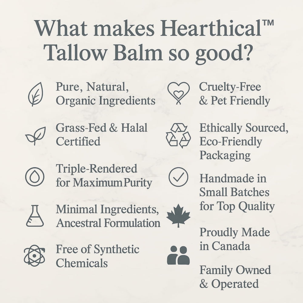 Hearthical Just Tallow texture shot shows balm melting for easy absorption