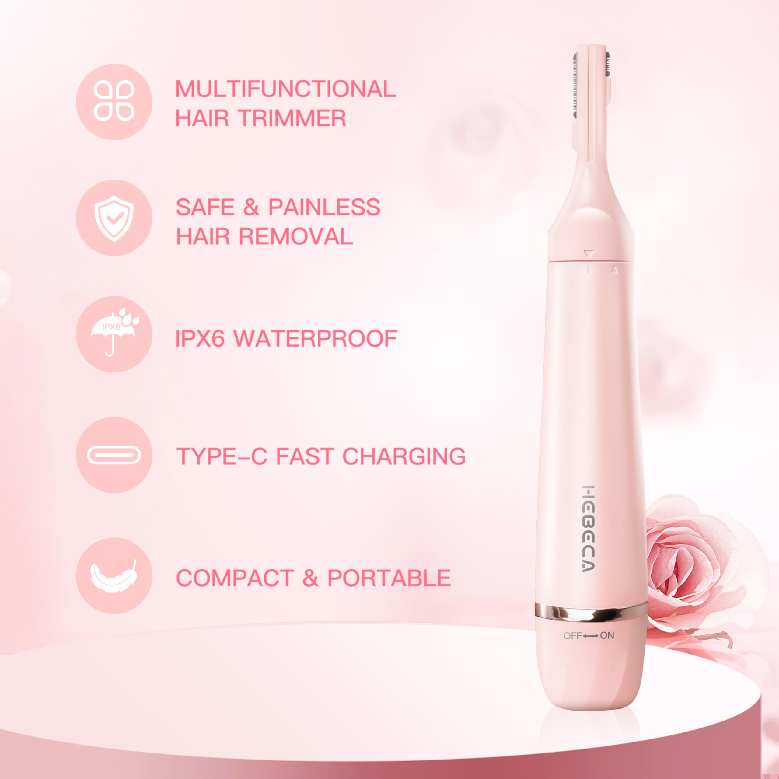 HEBECA eyebrow trimmer with hypoallergenic blades for painless shaping.