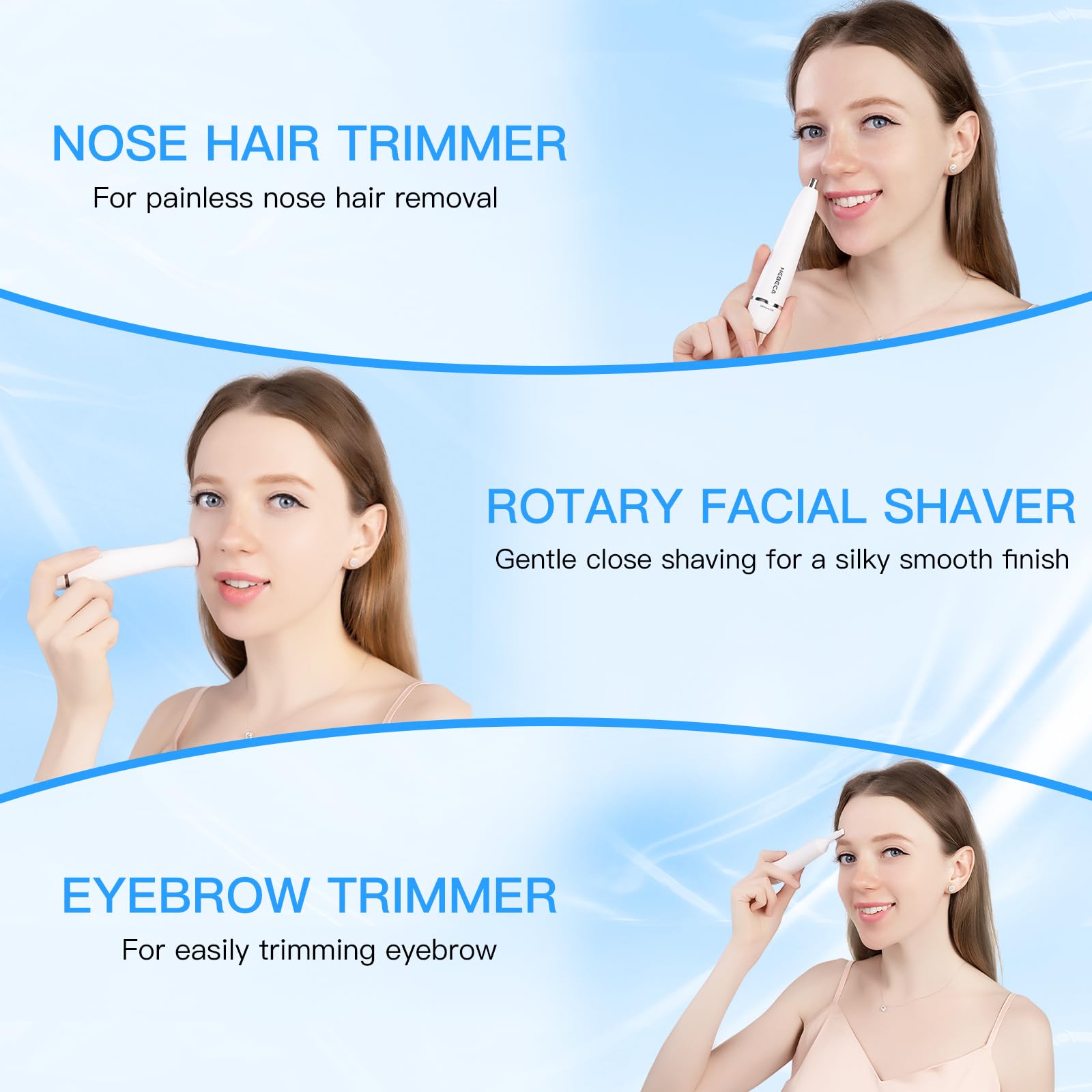 HEBECA face-trimmer gentle skin-friendly facial hair removal