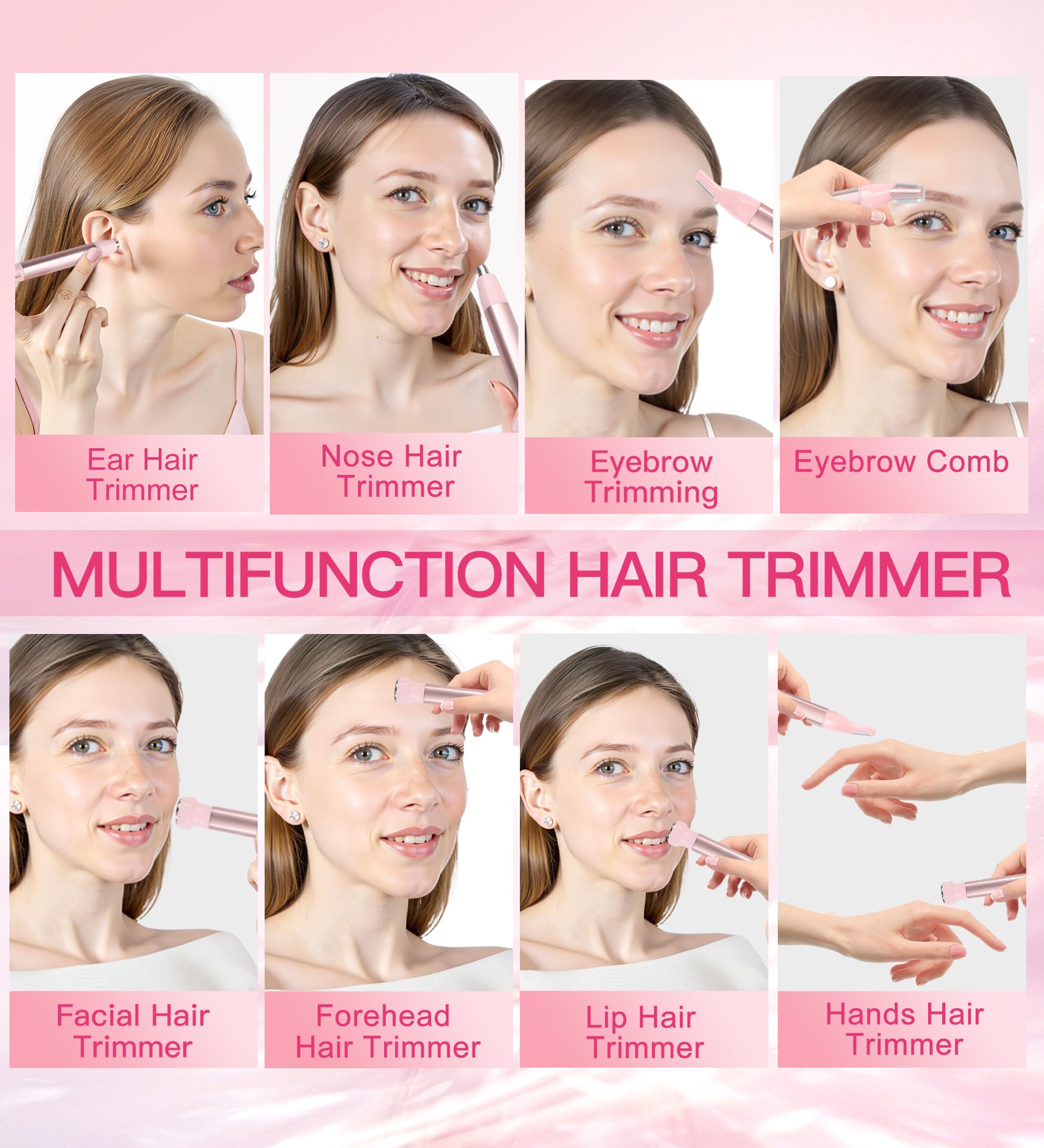 HEBECA 3in1 heads demonstrate versatile grooming for nose, face, and eyebrows