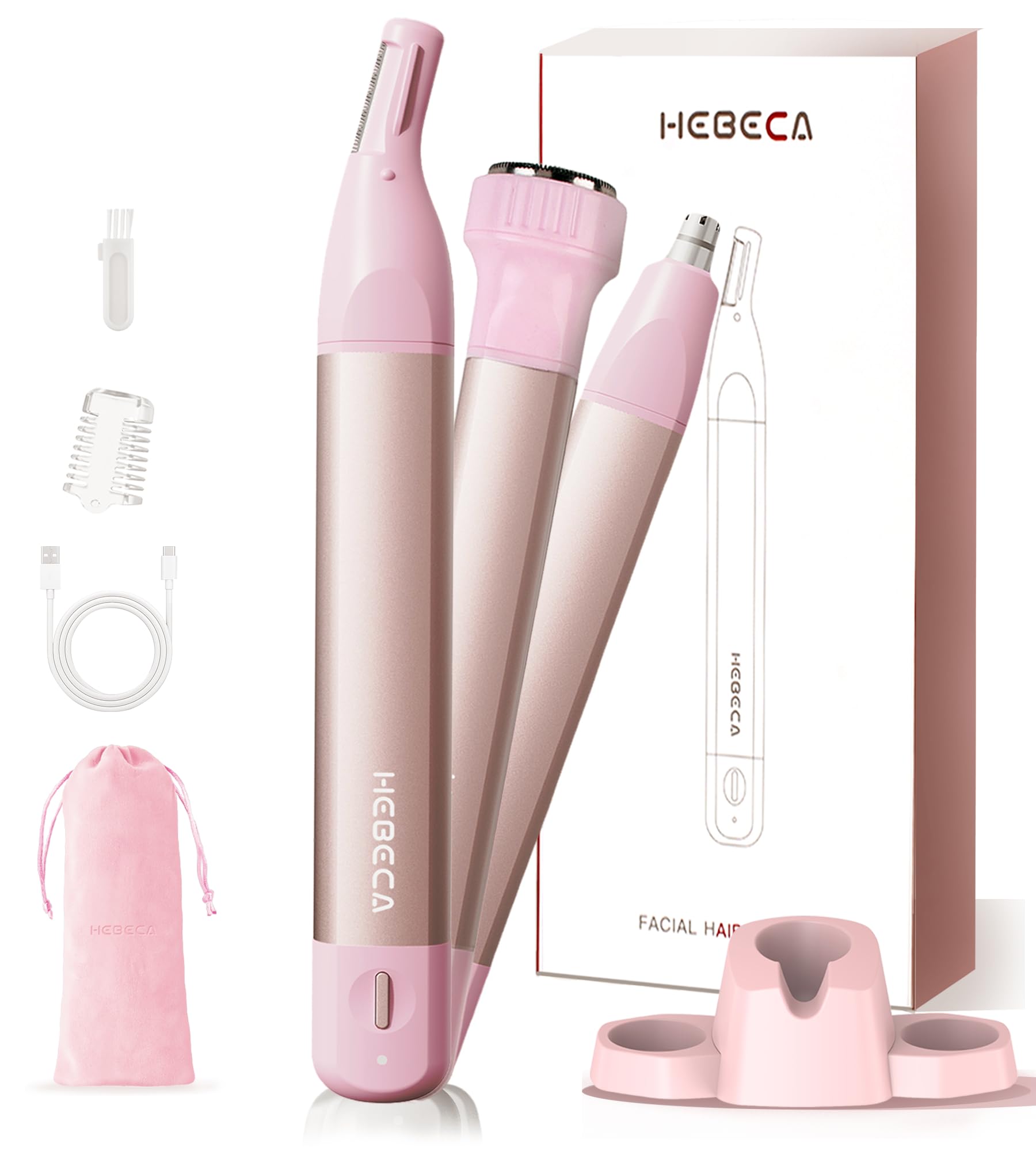 HEBECA nose trimmer rose pink compact design for on-the-go precision grooming