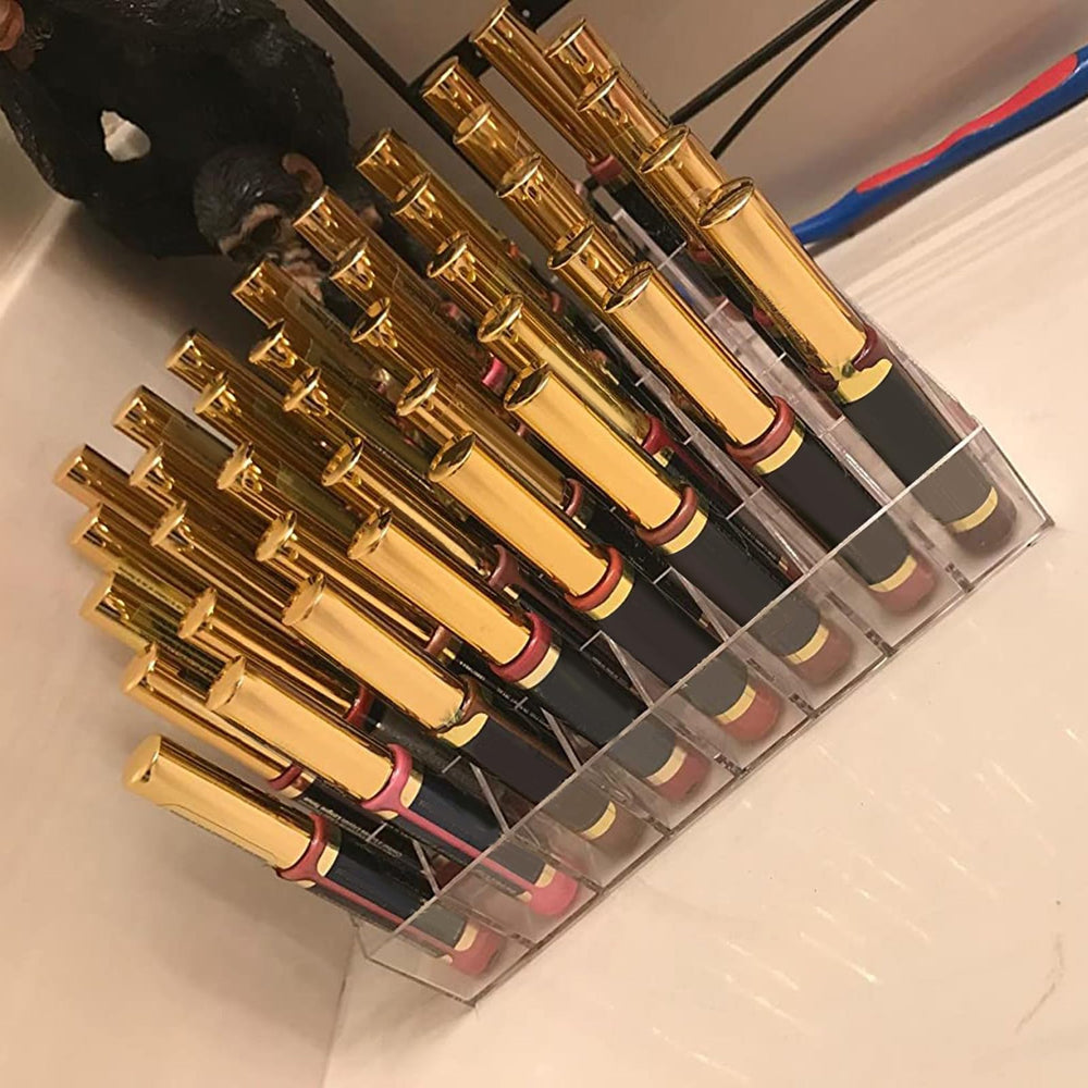 Hedume uso multifuncional para labiales, brochas y frascos en un solo lugar.