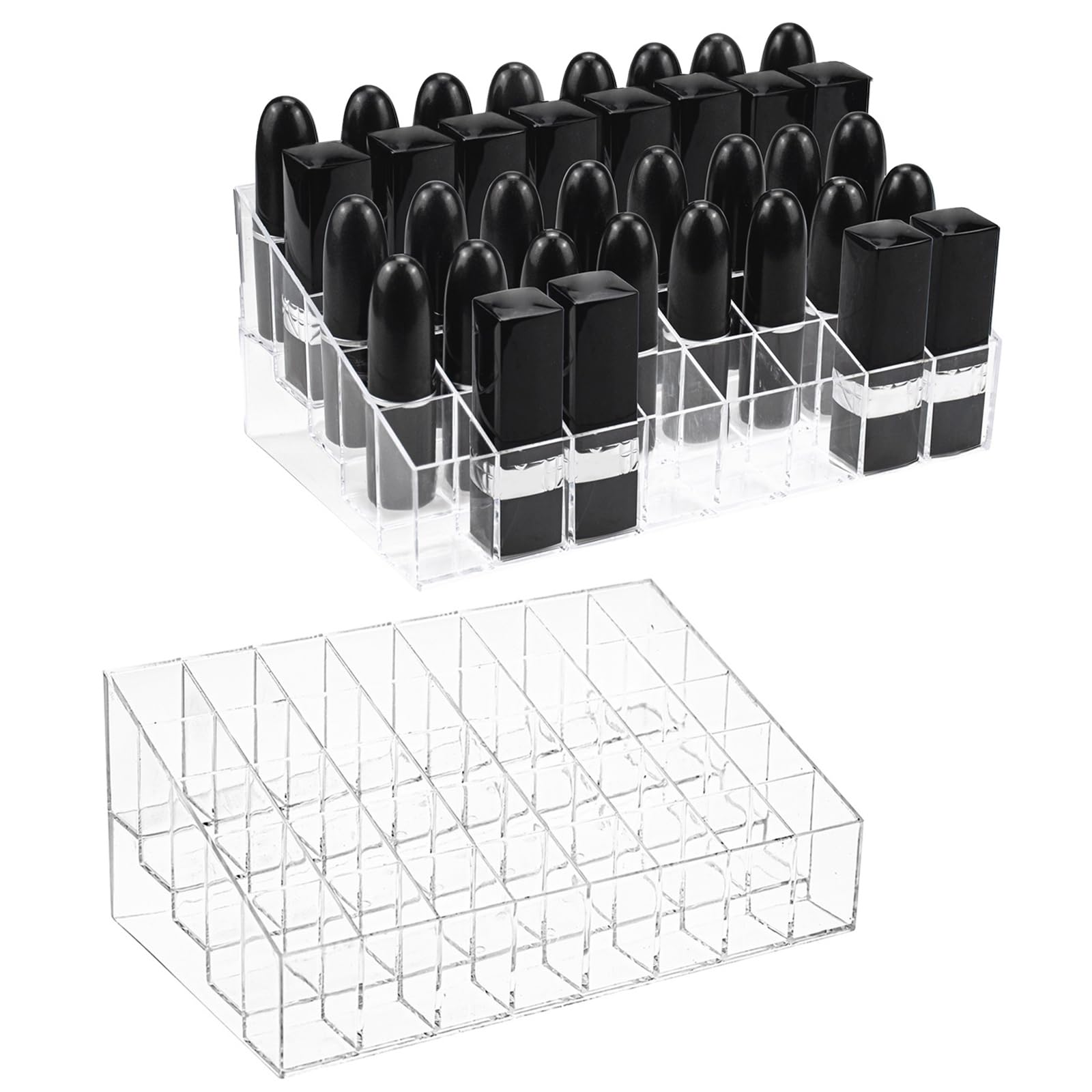 Hedume organizador de labios, vista frontal, facilita localizar labiales rápidamente.