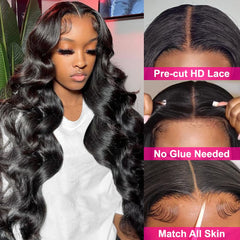 Hedy glueless HD lace-front wig with seamless parting for versatile styling.
