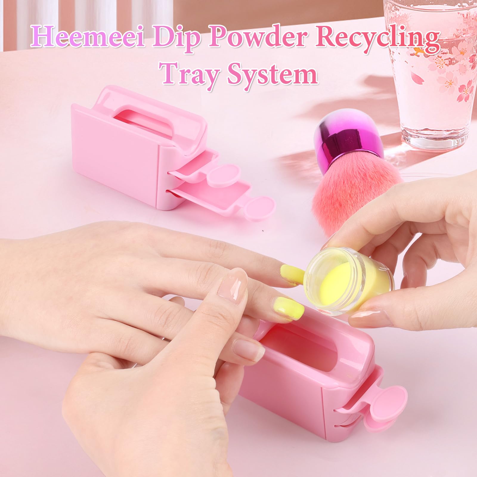 heemeei 2-in-1 dip powder tray demonstrates efficient powder separation.