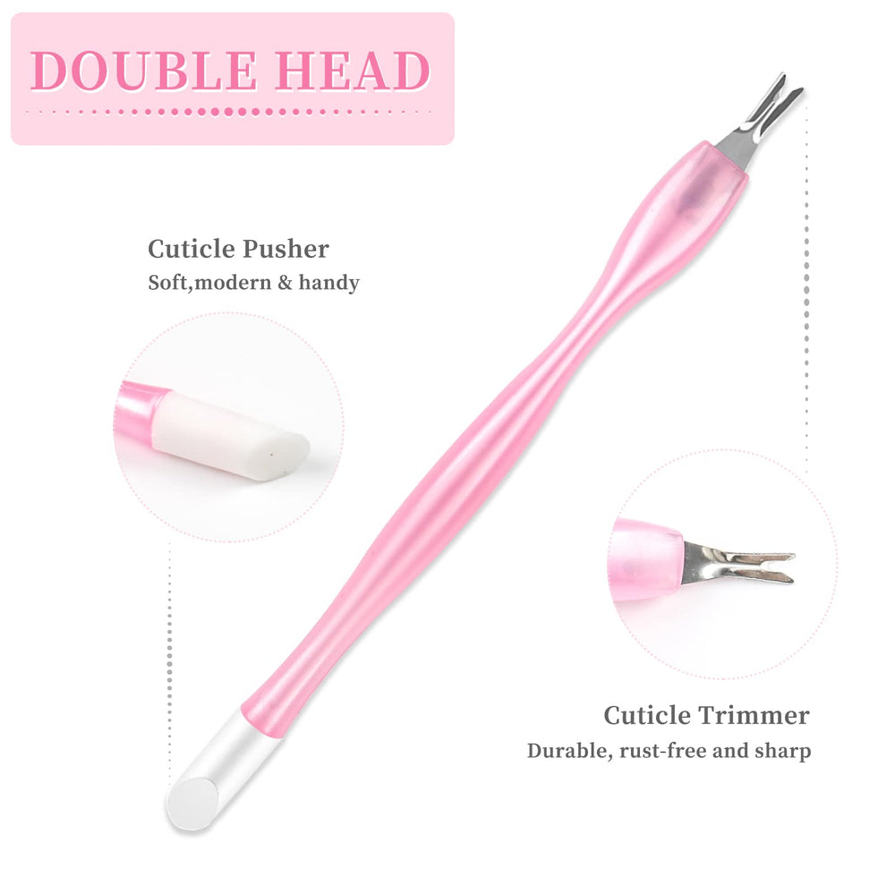 heemeei plastic handle cuticle pusher with comfortable non-slip grip.