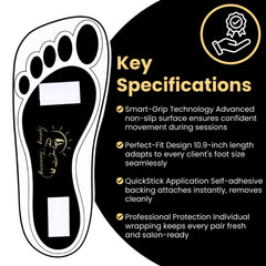 Easy-apply cardboard HeeStar pads provide protective, hygienic slip-free wear on feet.