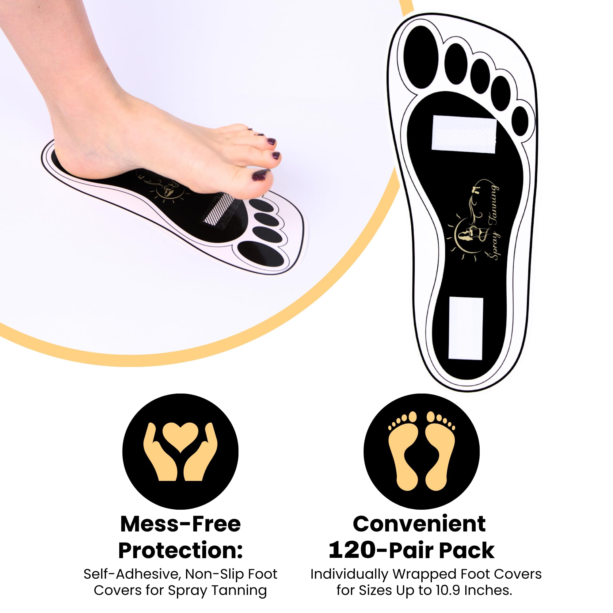 Client wearing HeeStar disposable foot pads in a salon to prevent staining.