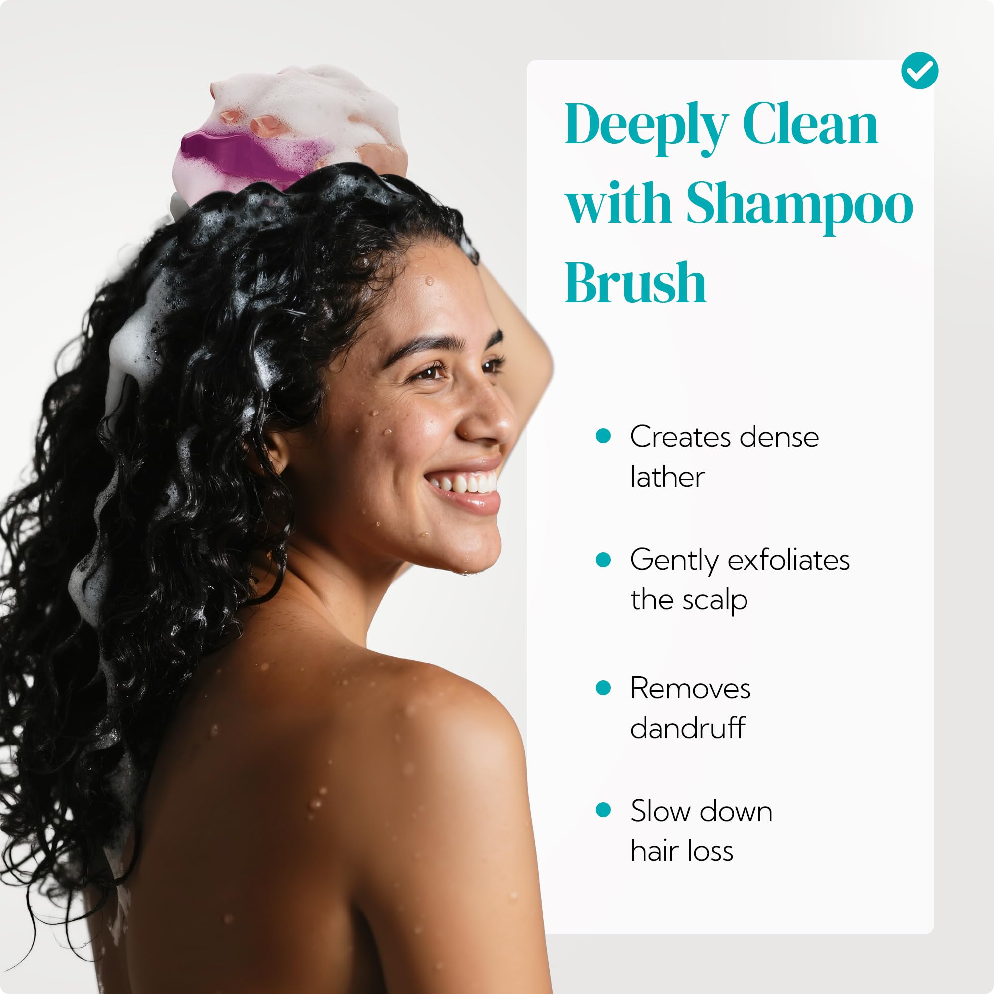 HEETA hair scalp massager gourd shape provides a stable grip in the shower.