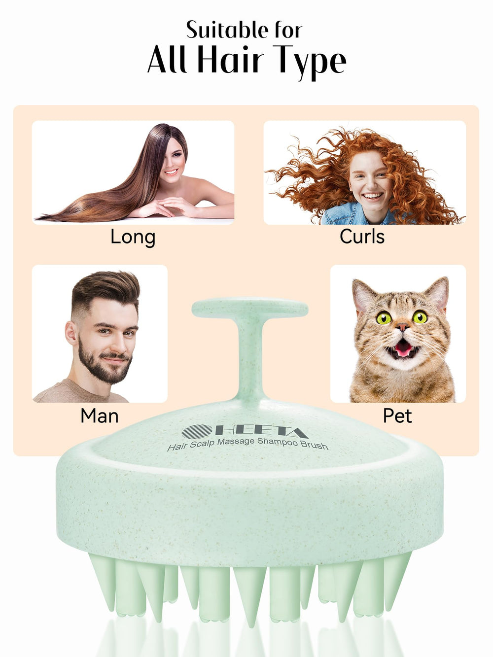 HEETA massager suitable for all hair types and pets with a non-slip grip