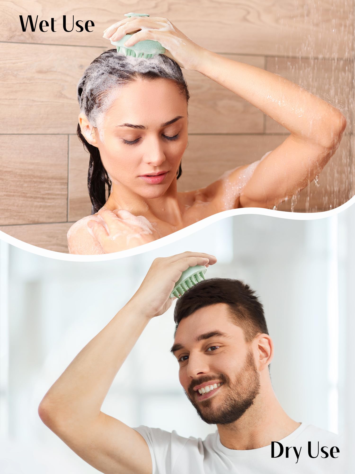 HEETA raised balls on silicone bristles provide deeper scalp stimulation