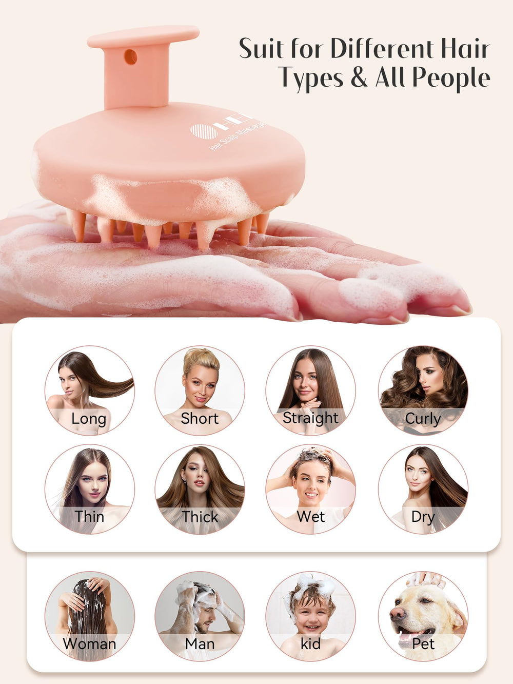 HEETA nail protection design highlights cuticle-friendly massage action.